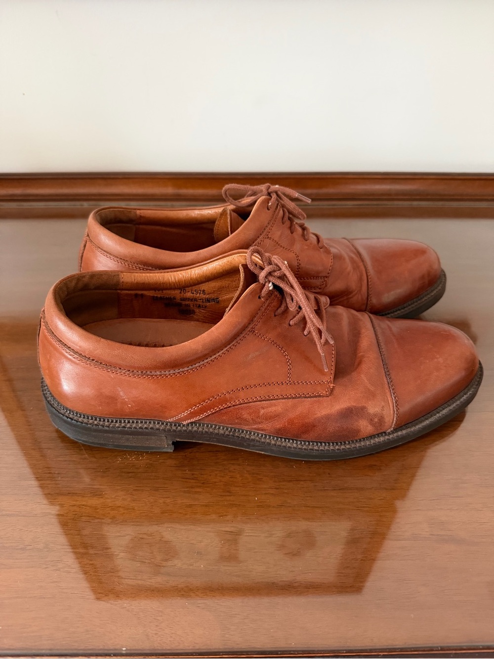 Johnston & Murphy Made in Italy Brown Leather Cap Toe Derby Dress Shoes 11M
